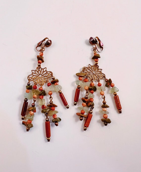 1970’s Beaded Arts and Crafts Earrings - image 1