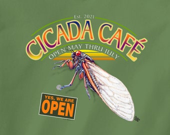 Cafe T-Shirt | Cicada Invasion | Every 17 Years | Graphic Tee | Novelty Gift | Nature Lover | Nature Inspired | Cicada Joke | Unisex T-Shirt