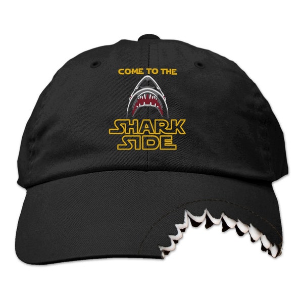 The Shark Side Hat | Embroidered Hat | Dark Side Parody | Nature Lover | Embroidered Cap | Great White Shark Hat | One Size Fits Most