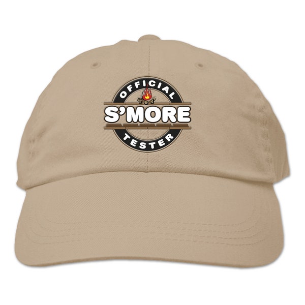 S'mores Hat | Baseball Hats | Embroidered Hats | Camping Hat | Baseball Cap | Official S'mores Tester | Novelty Apparel | One Size Fits Most