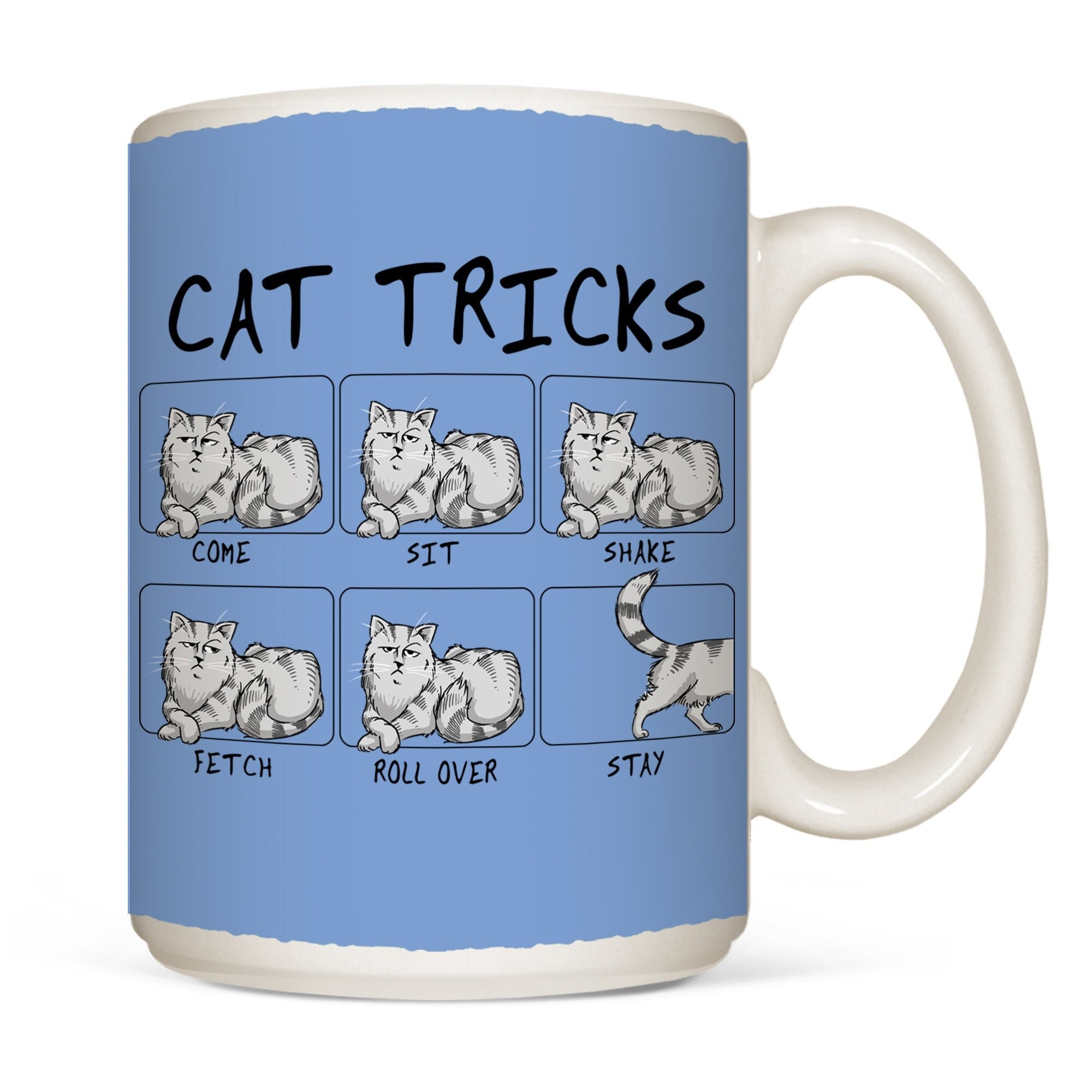 Cat Tricks Mug Coffee Cup Funny Cat Animal Lover Cute - Etsy