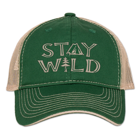 Camping Hat | Trucker Cap | Vacation Hat | Stay Wild | Nature Inspired Hat  | Great Outdoors | Family Camping Trip | Embroidered Baseball Hat