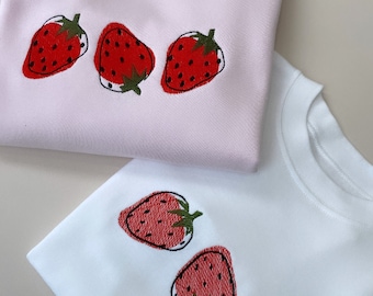 Personalised children’s strawberry T-shirt jumper top, kids strawberry picking top