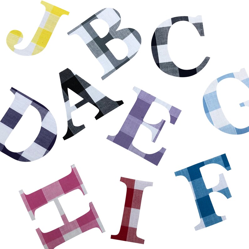 Iron On Jumbo Gingham Letters/9cm Gingham iron on Etsy