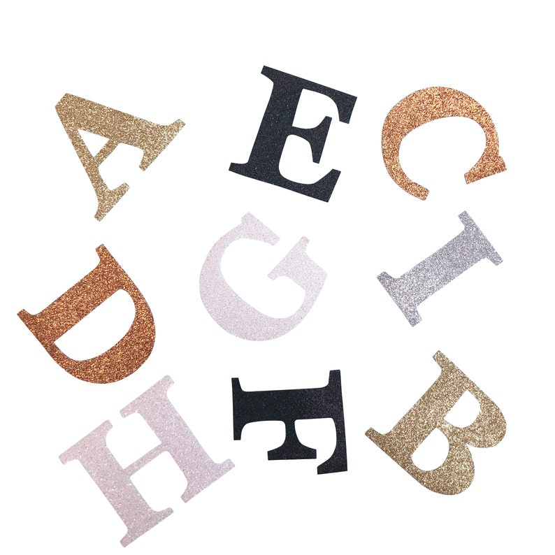 Glitter Stick on 5cm Tall LettersAdhesive Glitter LettersGold Silver Copper Black White GlitterGlitter Wedding Stick On Signage Letters