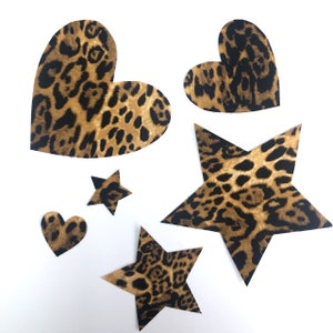 Cotton Leopard Print Iron On Hearts and Stars