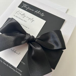 Amber Wedding Invitation | RSVP Card | Invitation bundle | invite with bow belly band | luxury invitations | monochrome invites | envelope imagem 16