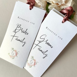 Personalised Wedding Reserved Seating Sign | Reserved Seating Tag | Reserved Tag with Ribbon | Any Colour | Row is Reserved Tag | Floral Tag