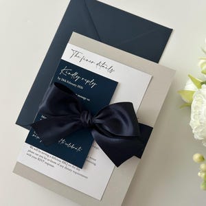 Amber Wedding Invitation | RSVP Card | Invitation bundle | invite with bow belly band | luxury invitations | monochrome invites | envelope imagem 11