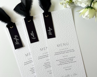 Personalised Tag Wedding Menu with Ribbon | Simple stationery | Wedding Menu and place card | Personalised menu | Wedding Menu Place Card