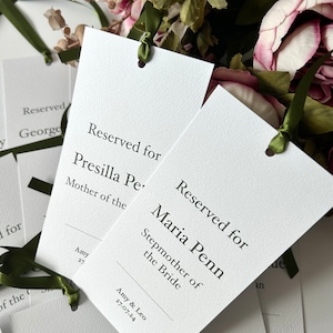 Personalised Classic Wedding Reserved Seating Sign Tag Wedding Party with Ribbon