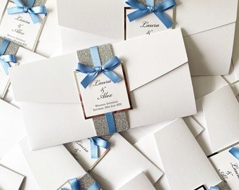 Pocketfold Danielle Invitation with RSVP Card, Details Card and Glitter Belly Band