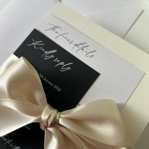 Amber Wedding Invitation | RSVP Card | Invitation bundle | invite with bow belly band | luxury invitations | monochrome invites | envelope imagem 18