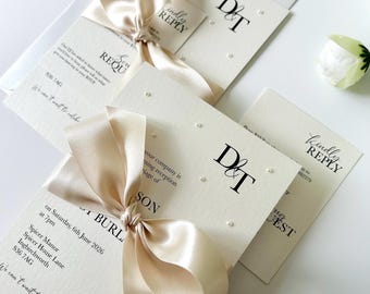 Pearl Ophelia Evening Wedding Invitation Suite | Wedding Invitation Bundle | Details card and RSVP card | Modern Invite | Pearl Invitation