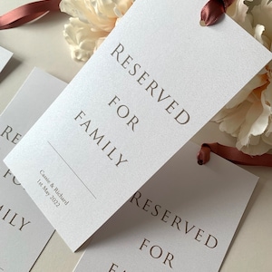 Personalised Classic Wedding Reserved Seating Sign Tag Wedding Party with Ribbon