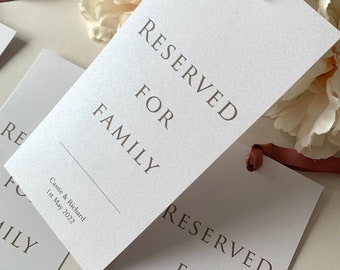 Personalised Classic Wedding Reserved Seating Sign Tag Wedding Party with Ribbon