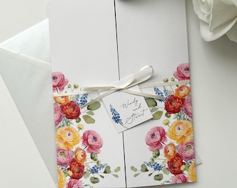 Wedding Invitation | Flower Wedding Invitation | Gatefold Wedding Invitation | Wild flower wedding invite | Save the date