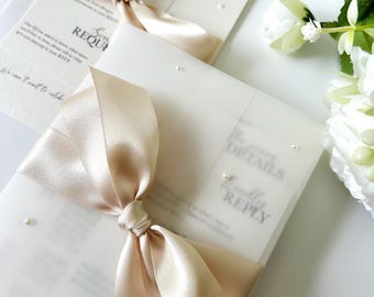 Pearl Ophelia Wedding Invitation Suite | Wedding Invitation Bundle | Details card and RSVP card | Modern Invite | Pearl Invitation