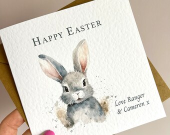 Personalised Happy Easter Bunny Card | Easter Blessings Card. | Easter Card for Him | Easter Card for Her | Easter Card for Grandparents