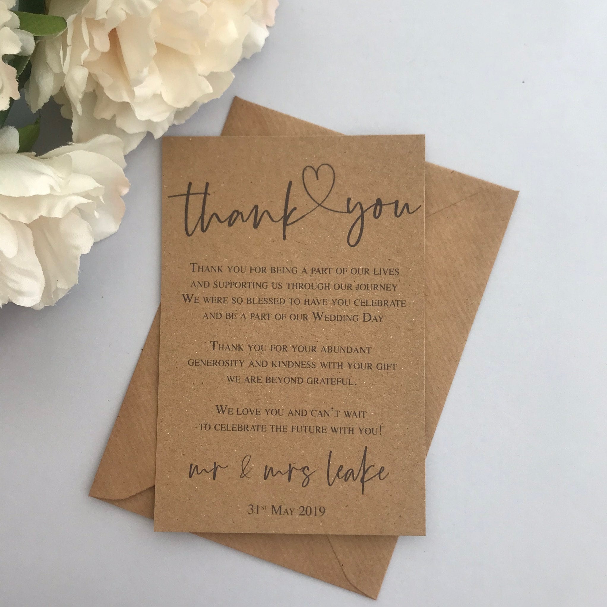 Personalised Wedding Thank You Poem Cards Etsy