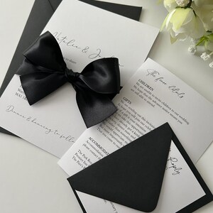 Amber Wedding Invitation | RSVP Card | Invitation bundle | invite with bow belly band | luxury invitations | monochrome invites | envelope imagem 15