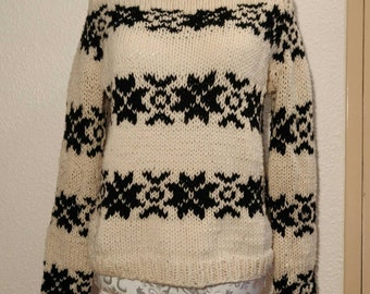 DIY Knitting Pattern for Classic Faroe Island Pattern Sweater Sizes S-M-L