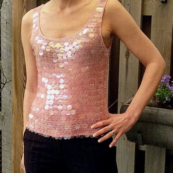 DIY Crochet Top with Sequins sizes S-M-L