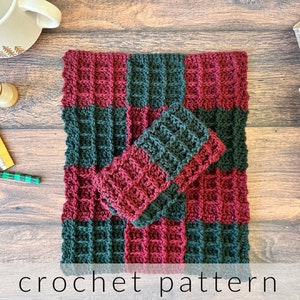 Crochet Pattern PDF Download Plaid Waffle Stitch Dishcloth | Christmas Dishcloth Crochet Pattern | Plaid Washcloth Crochet Pattern Tutorial