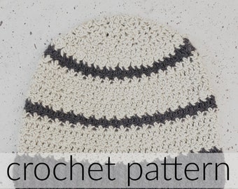 Crochet Pattern Verso Beanie | PDF Pattern Hat | Striped Hat Crochet Pattern | Top Down Beanie Pattern | Mens Crochet Hat Pattern | Toque