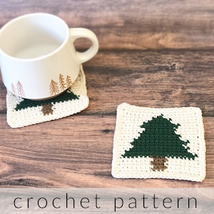 Christmas Tree Coasters Crochet Pattern PDF - Easy Bottom Up Square Design