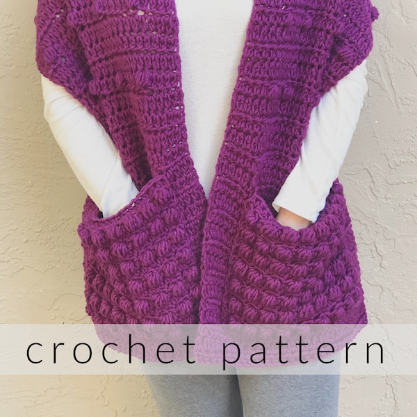 Crochet Pattern Pocket Shawl | Ana Pocket Shawl Crochet PDF Pattern Download | Chunky Crochet Pocket Shawl Pattern | Crochet Scarf Pockets