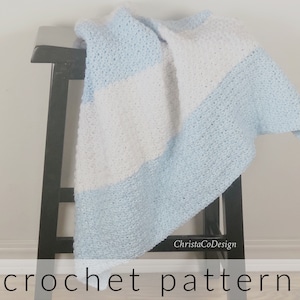 Easy Crochet Baby Blanket Pattern With Modern Stripes - DK Yarn - Aran Yarn - Pattern PDF