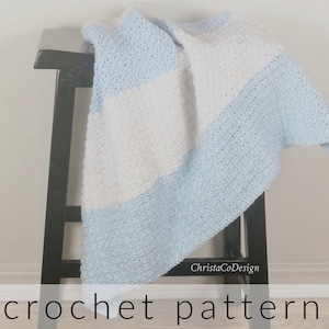 Modern Striped Baby Blanket Crochet Pattern Crochet Blanket Baby Blanket Gender Neutral Baby Blanket Baby Boy Blanket Girl Blanket image 1