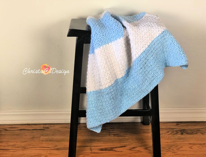 Modern Striped Baby Blanket Crochet Pattern Crochet Blanket Baby Blanket Gender Neutral Baby Blanket Baby Boy Blanket Girl Blanket image 3