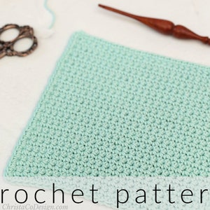 Crochet Dishcloth Pattern: Beginner Single Crochet with Printable Label (PDF Download)