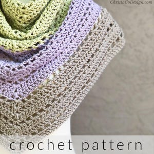 Crochet Shawl Pattern, Aran Triangle Top Down, Stripes and Colorwork PDF