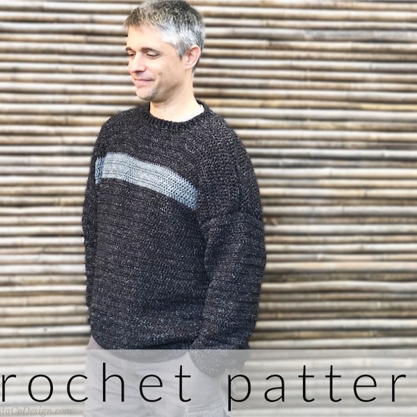Crochet Pattern Mens Crewneck Sweater | Men's Pullover Sweater Pattern | Crochet Pullover Pattern PDF | Crochet Jumper Pattern Downloadable