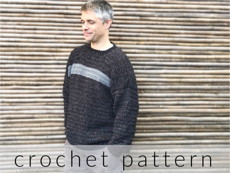 Crochet Pattern Mens Crewneck Sweater Men's Pullover