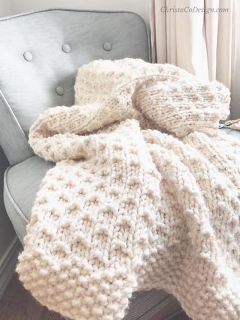 Super Bulky Knit Blanket Pattern, Textured Throw, Baby to CAL King, Easy PDF image 5