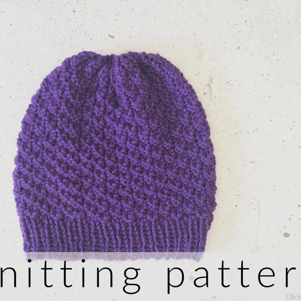 Knitting Pattern Trento Hat | Beginner Beanie Pattern Knitting | Easy Knit Hat Pattern | PDF Pattern Knit Hat | Ribbed Brim Hat Pattern