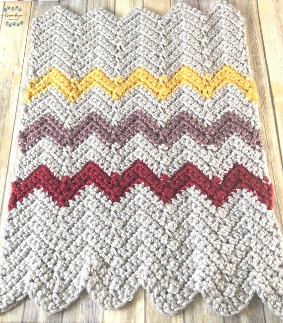 Crochet Pattern Chunky Crochet Chevron Blanket Throw Blanket Chevron Pattern Chunky Blanket Pattern Crochet Blanket Pattern Etsy