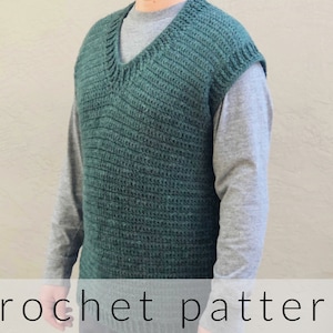 Crochet Pattern Alfonso Vest Men's Vest Pattern V-Neck Vest for Men Crochet Pattern Crochet Vest Pattern Men's Sweater Vest Pattern image 1