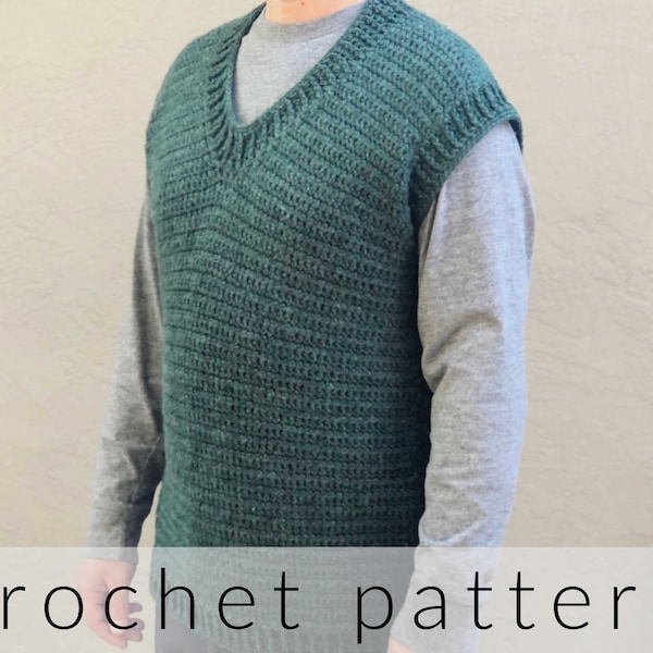 Crochet Pattern Alfonso Vest | Men's Vest Pattern | V-Neck Vest for Men Crochet Pattern | Crochet Vest Pattern | Men's Sweater Vest Pattern