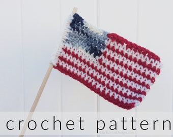 Crochet Pattern USA Flag | Crochet Flag Tutorial | 4th of July | Flag Crochet USA | US Flag Pattern | Parade Flag Crochet | Small Flag diy