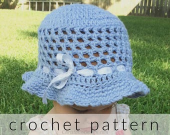 Crochet Summer Sun Hat Pattern - Easy Aran Yarn Brimmed Beanie PDF