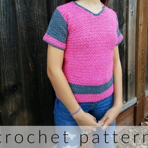 Easy Crochet V-neck Sweater Pattern PDF