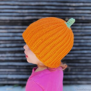 Crochet Pumpkin Hat Pattern Toddler Hat Baby Hat October Fall Beanie image 4