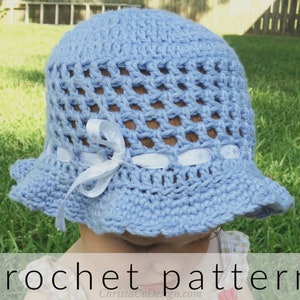 Crochet Pattern Summer Sun Hat Crochet Pattern Baby Hat Crochet Gift Baby Shower Girl Hat Brim Hat Cotton Hat summer hat image 1