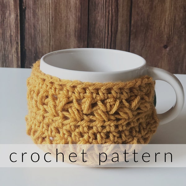 Crochet Pattern | Coffee Bean Cup Cozy PDF Pattern Download | Mug Cozy Crochet Pattern | To Go Cup Cozy Pattern | Oversized Mug Cozy Crochet