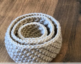 Alda Nesting Baskets Crochet Pattern, Easy Aran Yarn Containers, Home Decor - Pattern PDF